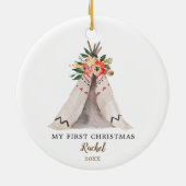 Baby's eerste kerst Boho Teepee Girl Ornament (Achterkant)