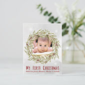 Baby's eerste kerst briefkaart met foto (Staand voorkant)