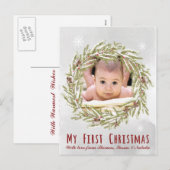 Baby's eerste kerst briefkaart met foto (Voorkant / Achterkant)