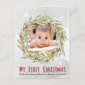 Baby's eerste kerst briefkaart met foto (Voorkant)