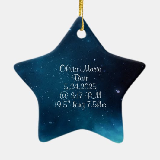 Baby's Eerste Kerst Celestial Deep Blue Space Keramisch Ornament (Achterkant)
