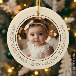 Baby's eerste kerst Champagne Goud Modern Foto Keramisch Ornament