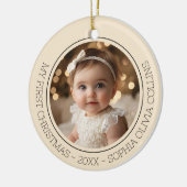 Baby's Eerste Kerst Champagne Goud Moderne Foto Keramisch Ornament (Links)