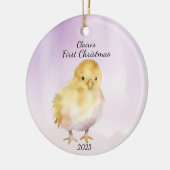 Baby's eerste kerst chick gepersonaliseerd keramisch ornament (Links)