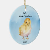 Baby's eerste kerst chick gepersonaliseerd keramisch ornament (Rechts)