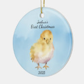 Baby's eerste kerst chick gepersonaliseerd keramisch ornament (Links)