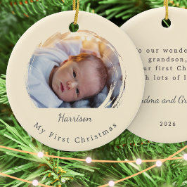 Baby's eerste kerst crème aangepaste foto aandenke keramisch ornament