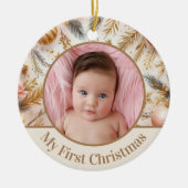Baby's Eerste Kerst Custom Baby Foto Keramisch Ornament (Voorkant)
