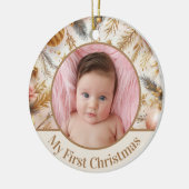 Baby's Eerste Kerst Custom Baby Foto Keramisch Ornament (Links)