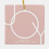 Baby's Eerste Kerst Custom Foto Roos Goud Keramisch Ornament (Voorkant)