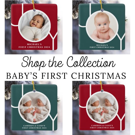 Baby's Eerste Kerst Custom Keepsake Foto Rood Glas Ornament
