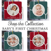 Baby's Eerste Kerst Custom Keepsake Foto Rood Keramisch Ornament