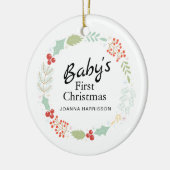Baby's Eerste Kerst Custom Naam Foto Keramisch Ornament (Links)