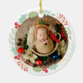 Baby's Eerste Kerst Custom Naam Foto Keramisch Ornament (Achterkant)