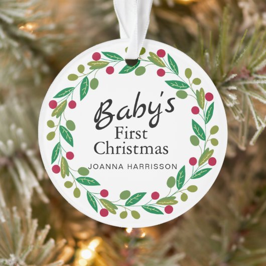Baby's Eerste Kerst Custom Naam Foto Ornament (Boom)