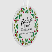 Baby's Eerste Kerst Custom Naam Foto Ornament (voorkant)