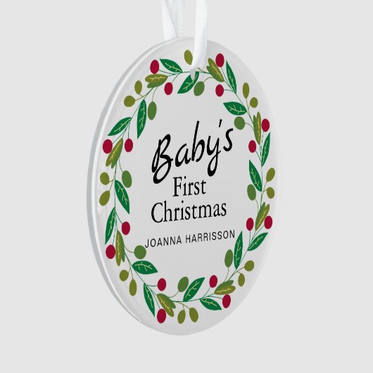 Baby's Eerste Kerst Custom Naam Foto Ornament (voorkant)