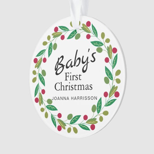 Baby's Eerste Kerst Custom Naam Foto Ornament (voorkant)