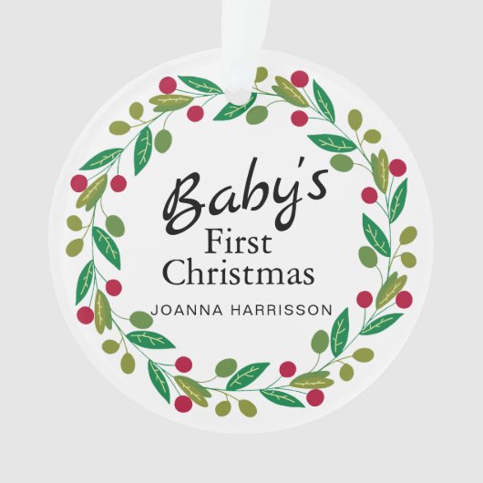 Baby's Eerste Kerst Custom Naam Foto Ornament (voorkant)