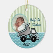 Baby's Eerste Kerst Dump Truck Foto Keramisch Ornament (Links)