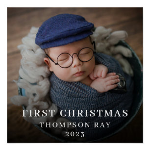 Baby's eerste kerst één foto pasgeboren Schattige Perfect Poster