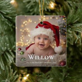 Baby's eerste kerst elegante naam Foto Keepsake Keramisch Ornament