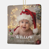 Baby's eerste kerst elegante naam Foto Keepsake Keramisch Ornament (Links)