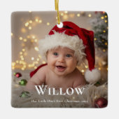 Baby's eerste kerst elegante naam Foto Keepsake Keramisch Ornament (Voorkant)