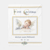 Baby's eerste kerst engel goud wit kerst fleece deken (Voorkant)