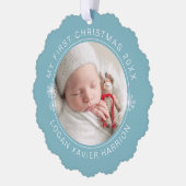 Baby's eerste kerst erfstuk foto ornament kaart (Links)