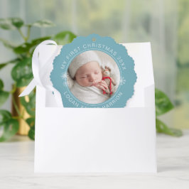 Baby's eerste kerst erfstuk foto ornament kaart