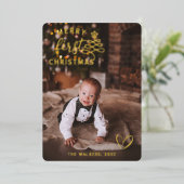 Baby's Eerste Kerst Folie Feestdag Folie Feestdagenkaart (Staand Voorkant)