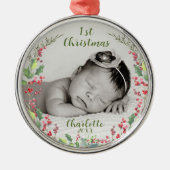 Baby's eerste kerst, foto, aandenken metalen ornament (Voorkant)