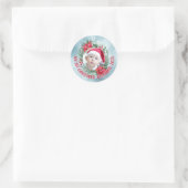 Baby's eerste kerst foto bloemenkrans ronde sticker (Tas)