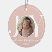 Baby's Eerste Kerst Foto Blush Roze Keramisch Ornament (Links)