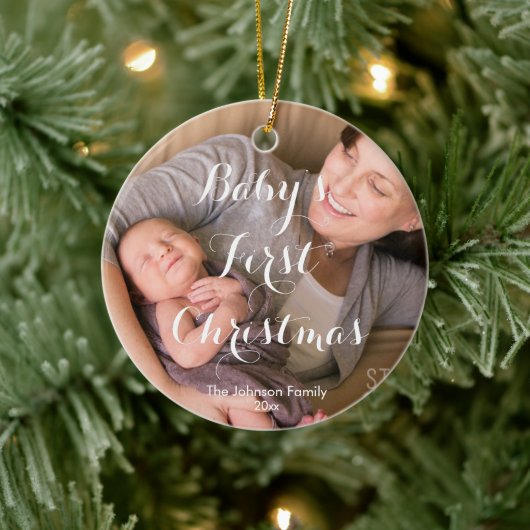 Baby's Eerste Kerst Foto Boomornament Keramisch Ornament (Boom)