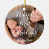 Baby's Eerste Kerst Foto Boomornament Keramisch Ornament (Voorkant)