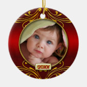 Baby's Eerste Kerst Foto Frame Keramisch Ornament (Voorkant)