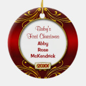 Baby's Eerste Kerst Foto Frame Keramisch Ornament (Achterkant)