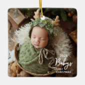 Baby's Eerste Kerst Foto Keramisch Ornament (Voorkant)