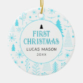 Baby's Eerste Kerst Foto Modern Keramisch Ornament (Voorkant)