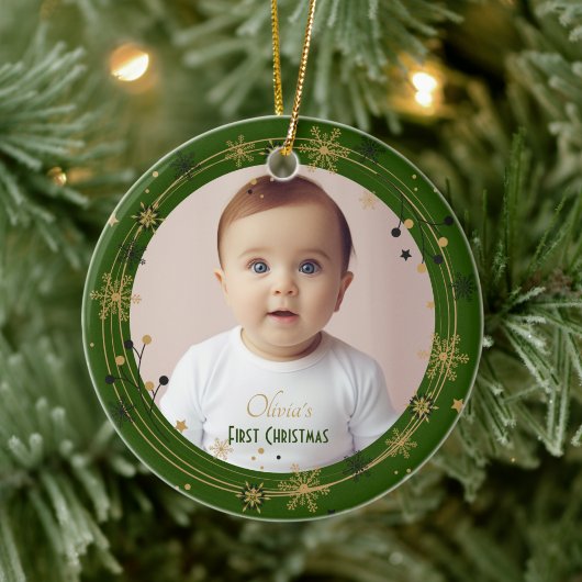 Baby's eerste kerst foto naam Custom Garland Keramisch Ornament