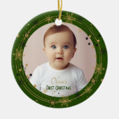 Baby's eerste kerst foto naam Custom Garland Keramisch Ornament (Voorkant)