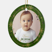Baby's eerste kerst foto naam Custom Garland Keramisch Ornament (Links)