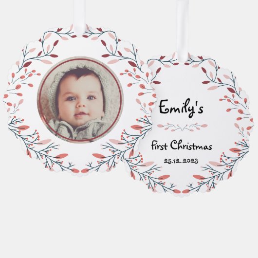 Baby's eerste Kerst Foto Ornament (Voorkant / Achterkant)