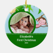 Baby's Eerste Kerst Foto Ornament Aap (Achterkant)