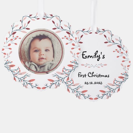 Baby's eerste Kerst Foto Ornament Kaart (Voorkant / Achterkant)