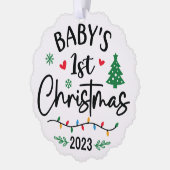 Baby's eerste kerst foto Ornament Kaart (Links)