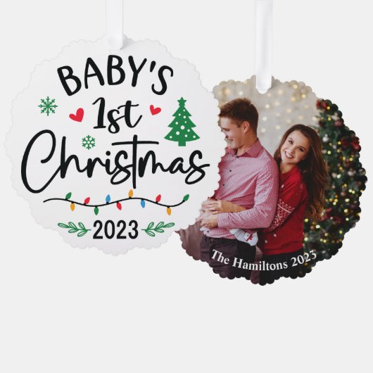 Baby's eerste kerst foto Ornament Kaart (Voorkant / Achterkant)