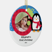 Baby's Eerste Kerst Foto Ornament Pinguïn (Rechts)
